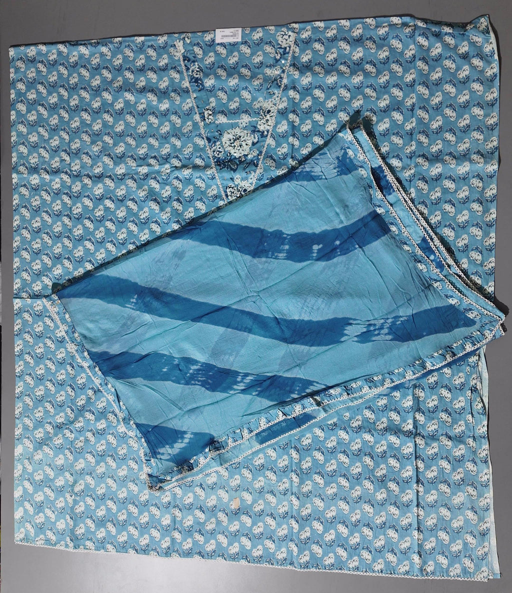 Azure Blossom Unstitched Suit: Your Canvas for Elegance