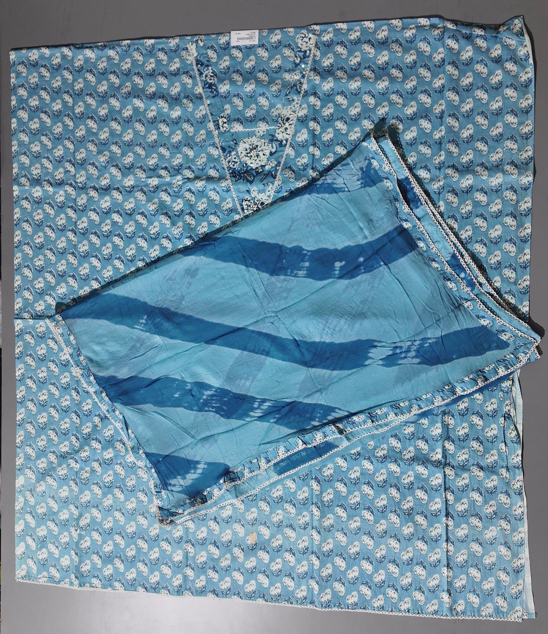 Azure Blossom Unstitched Suit: Your Canvas for Elegance