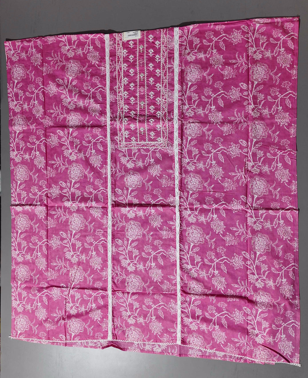 Charmingly Chic: Fuchsia & White Embroidered Unstitched Suit
