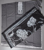 Monochrome Majestic: Unstitched Ensemble with Intricate Floral Designs