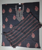 Festive Charisma: Unstitched Black Floral Splendor