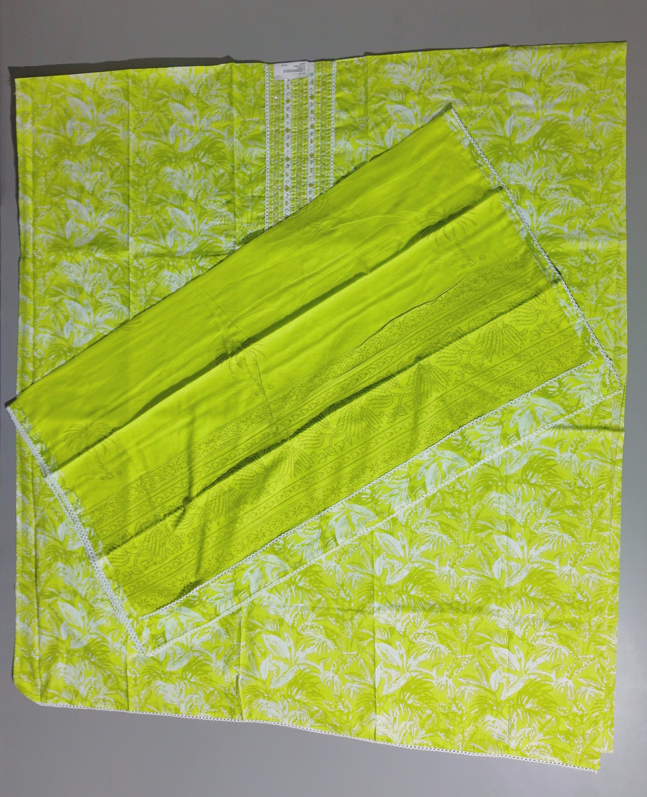 Lime Radiance: Tropical Unstitched Suit Canvas