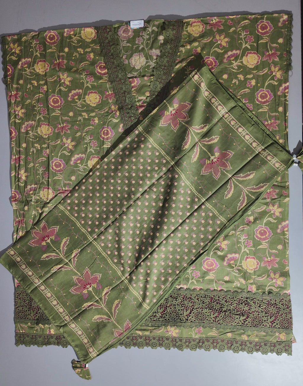 Enchanted Blossom Unstitched Suit: Vibrant Green Elegance
