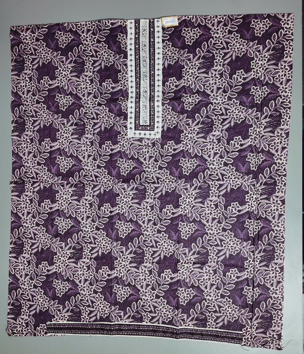 Lavender Bloom: Exquisite Embroidered Unstitched Suit