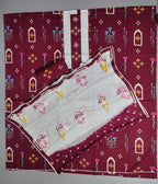Regal Maroon & Ivory Unstitched Suit with Intricate Embroidery