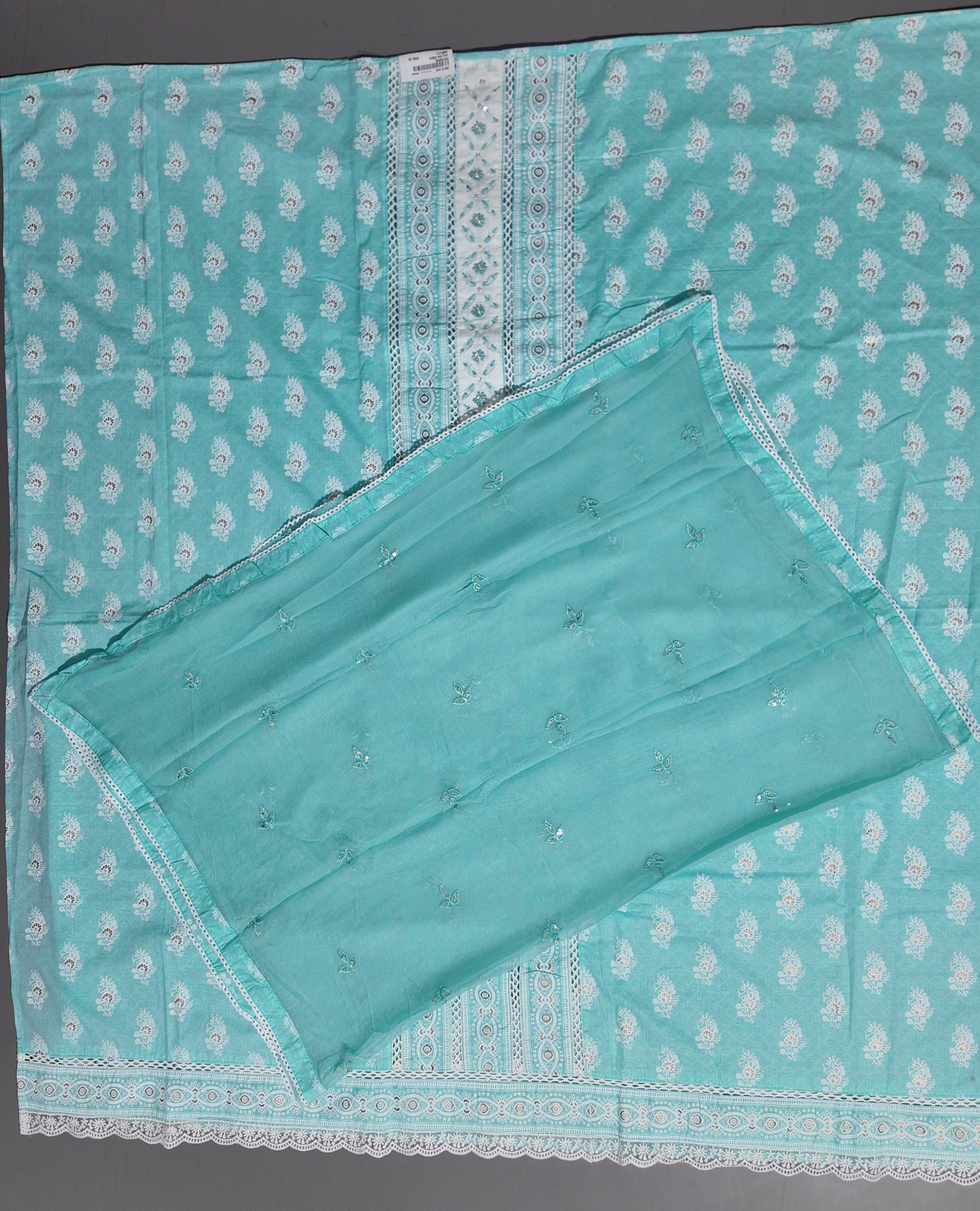 Aqua Glimpse: Enchanting Unstitched Suit for Timeless Grace