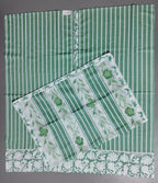 Zigzag Allure: Green Waves Unstitched Suit Set