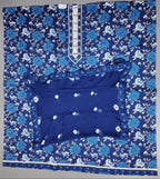 Azure Blossom Unstitched Suit: Craft Your Style