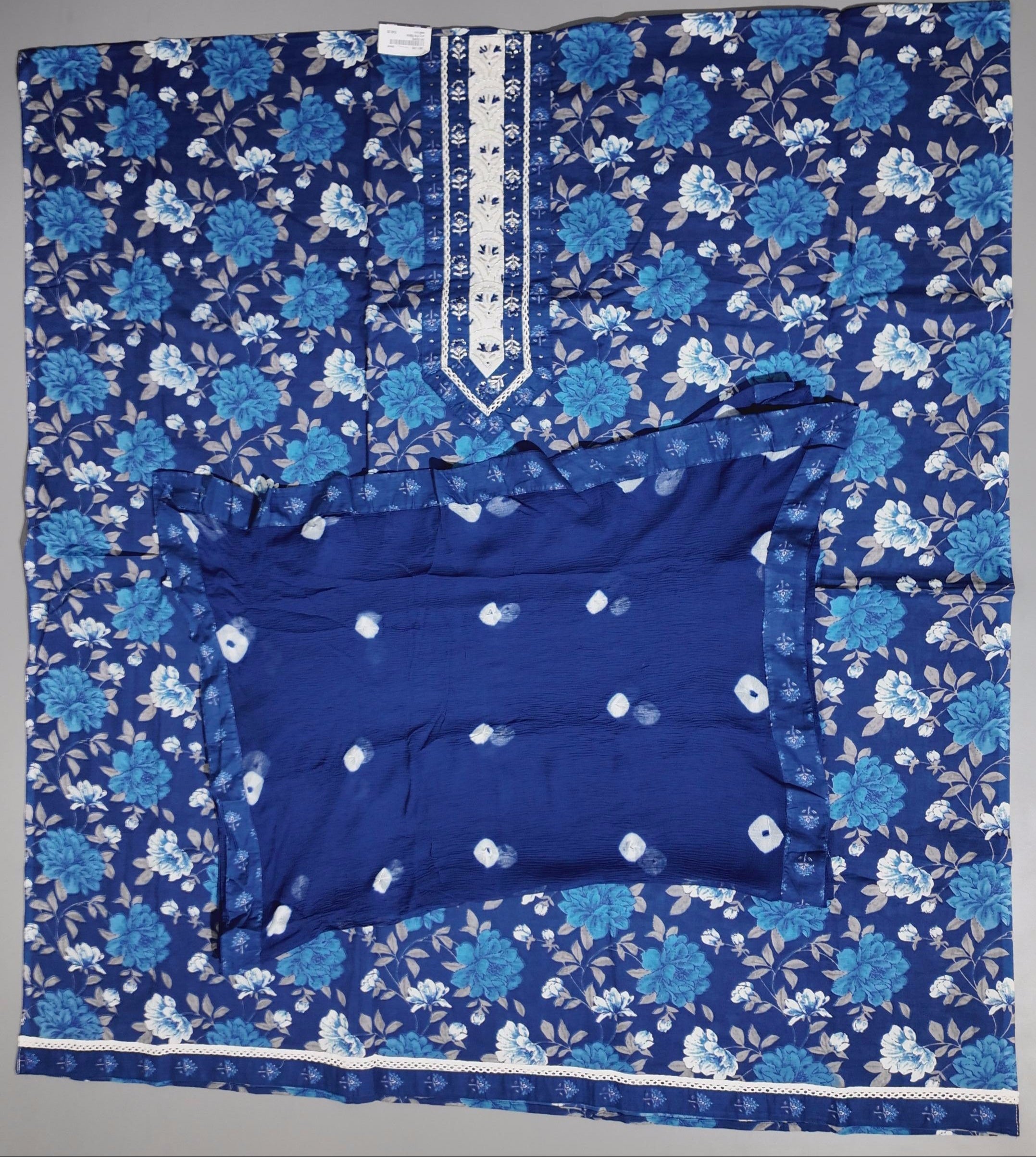 Azure Blossom Unstitched Suit: Craft Your Style