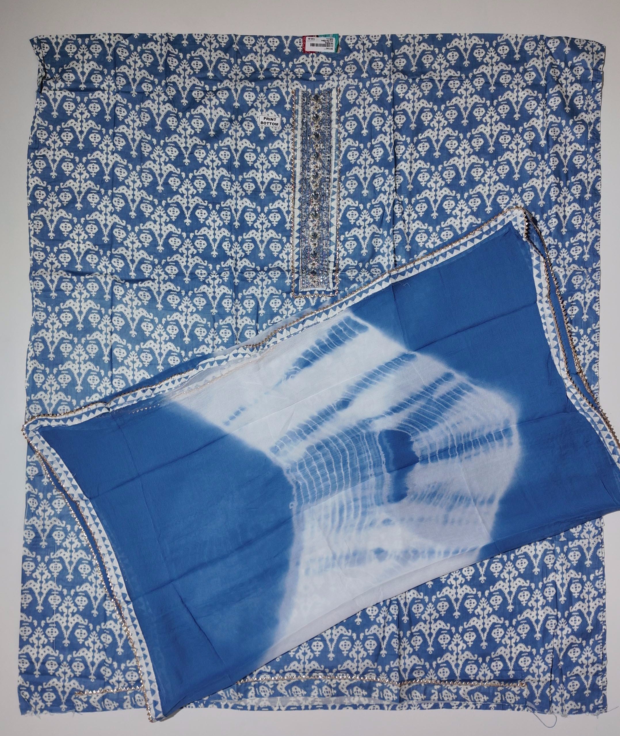Artisanal Indigo Tapestry Unstitched Suit Fabric