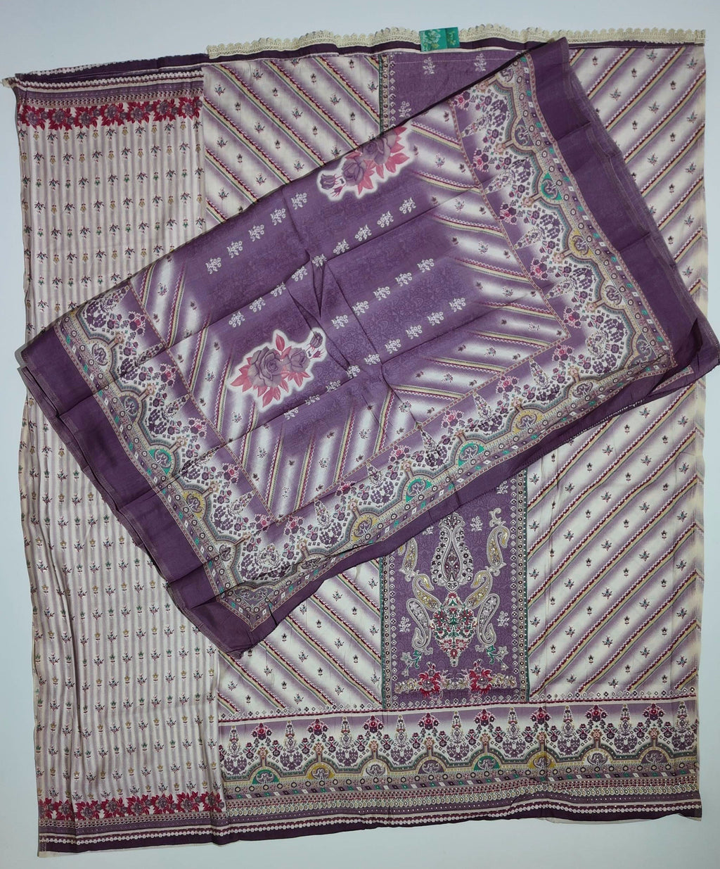 Opulent Paisley Paradise Unstitched Silk Suit - Festive Aura",