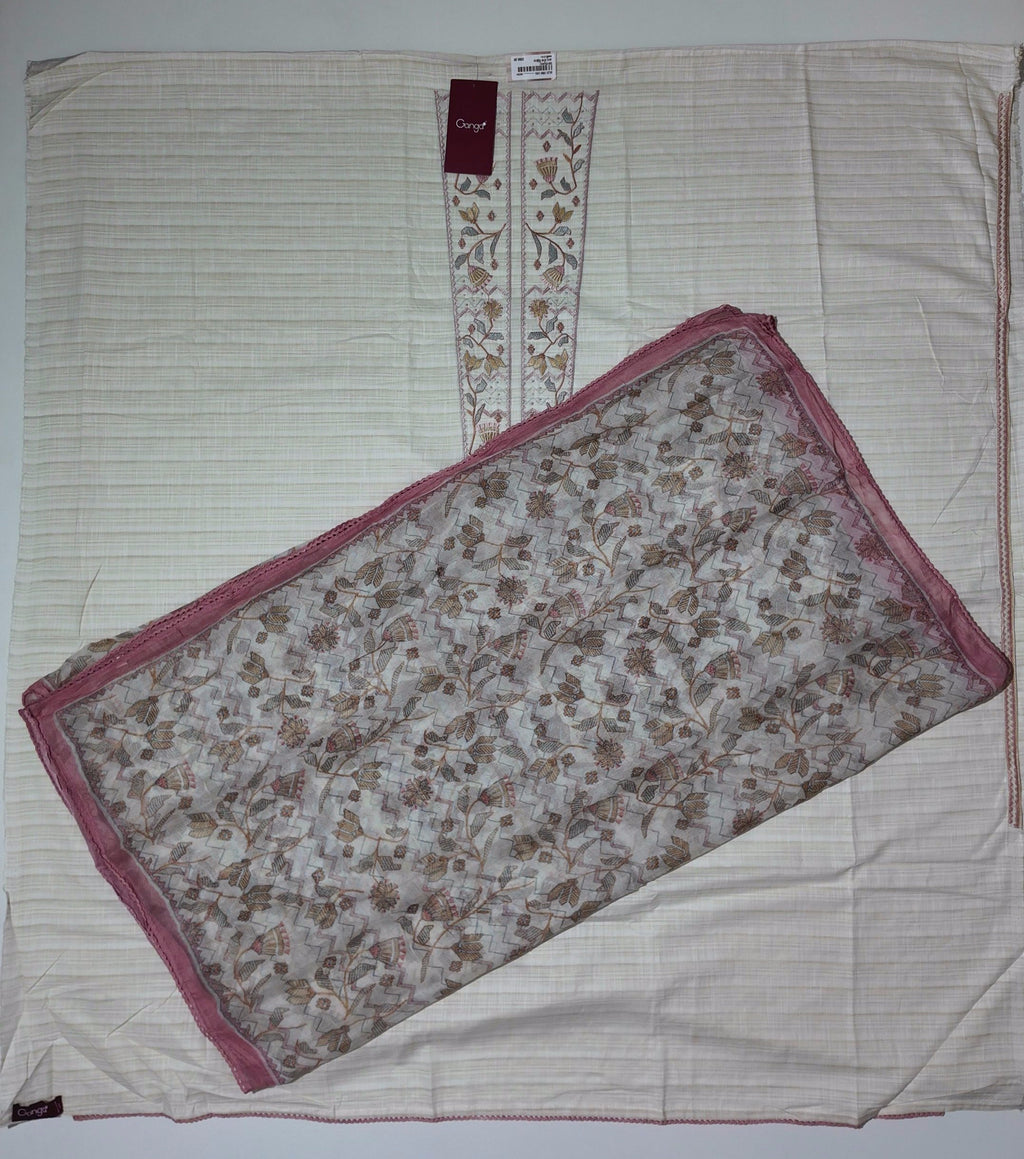 Floral Festive Charm: Unstitched Embroidered Suit",