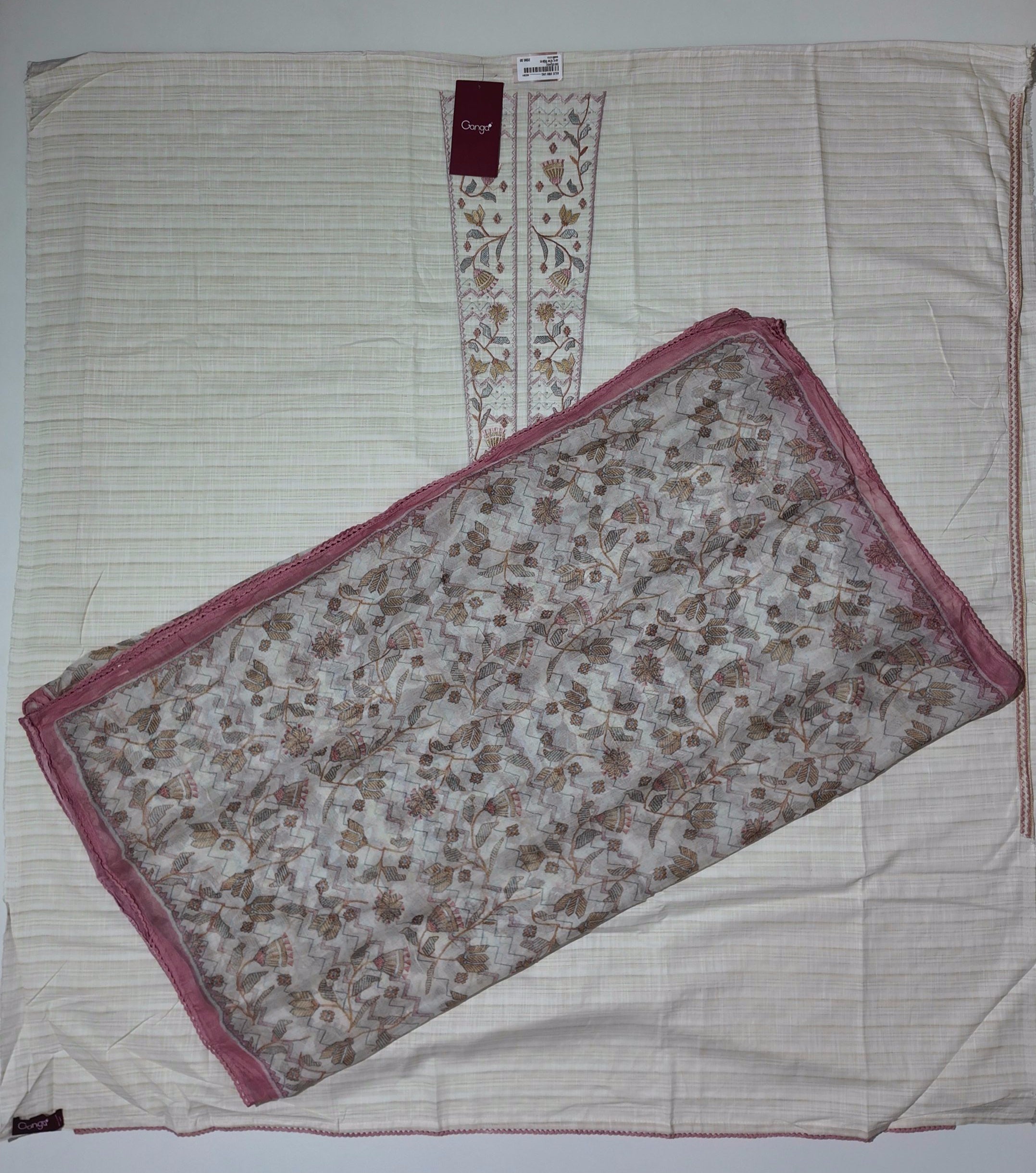 Floral Festive Charm: Unstitched Embroidered Suit",