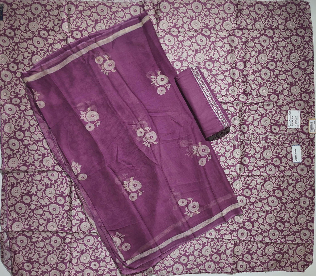 Artisan Crafted Floral Unstitched Suit in Rich Maroon