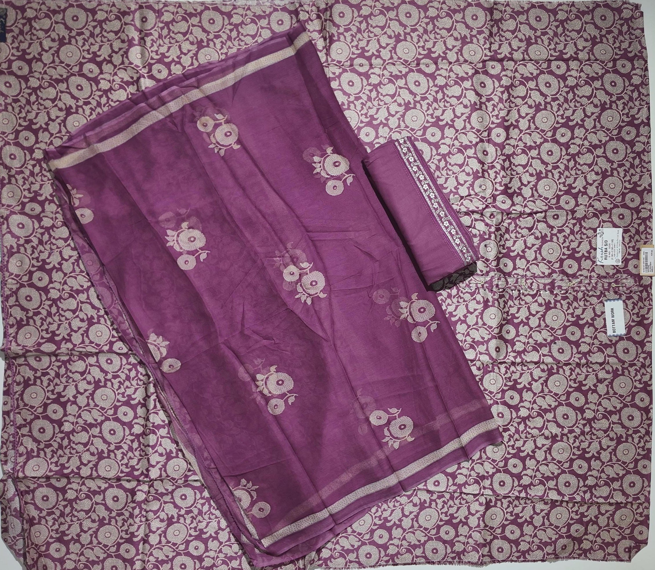 Artisan Crafted Floral Unstitched Suit in Rich Maroon