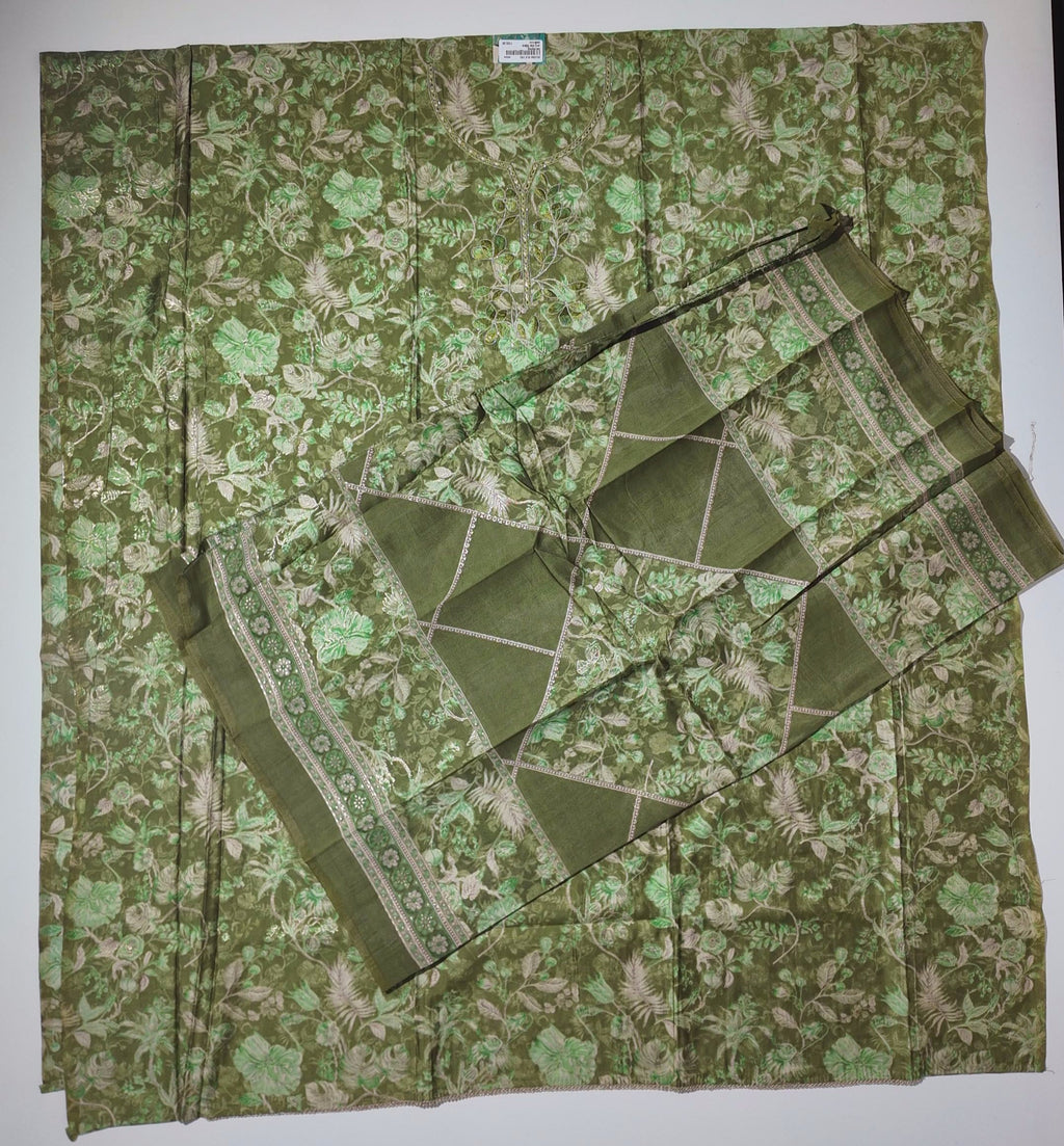 Verdant Charm: Premium Flora Unstitched Suit