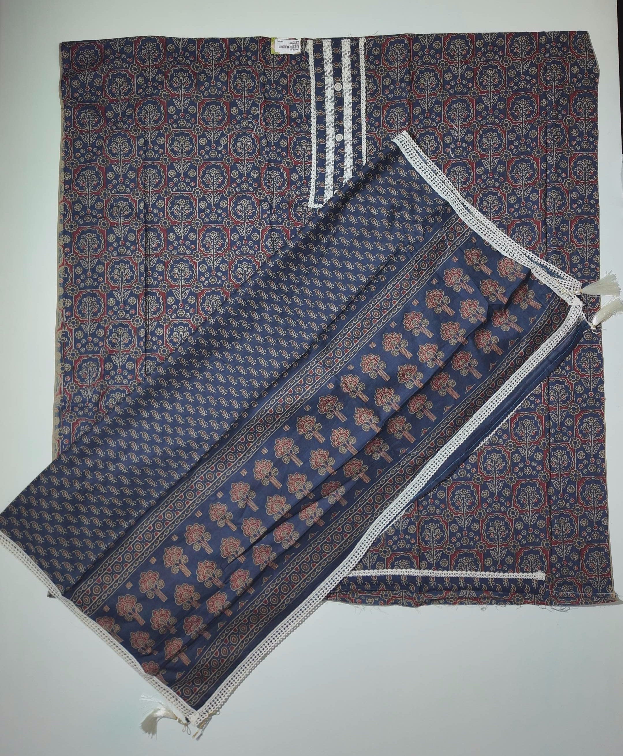 Midnight Blossom Unstitched Suit with Intricate Embroidery