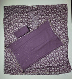 Lavender Blossom Charm: Embroidered Unstitched Suit Delight