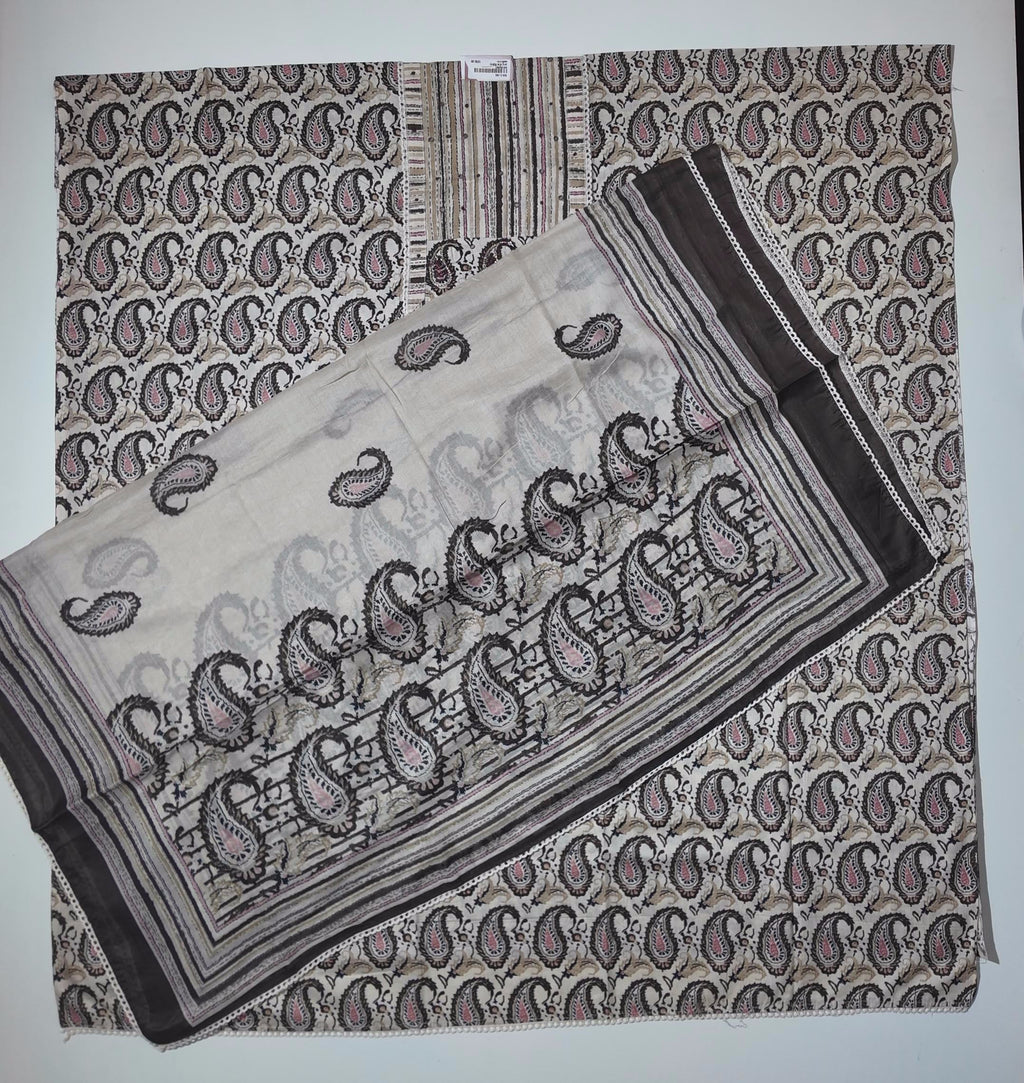 Artisan-Embroidered Paisley Elegance Unstitched Suit