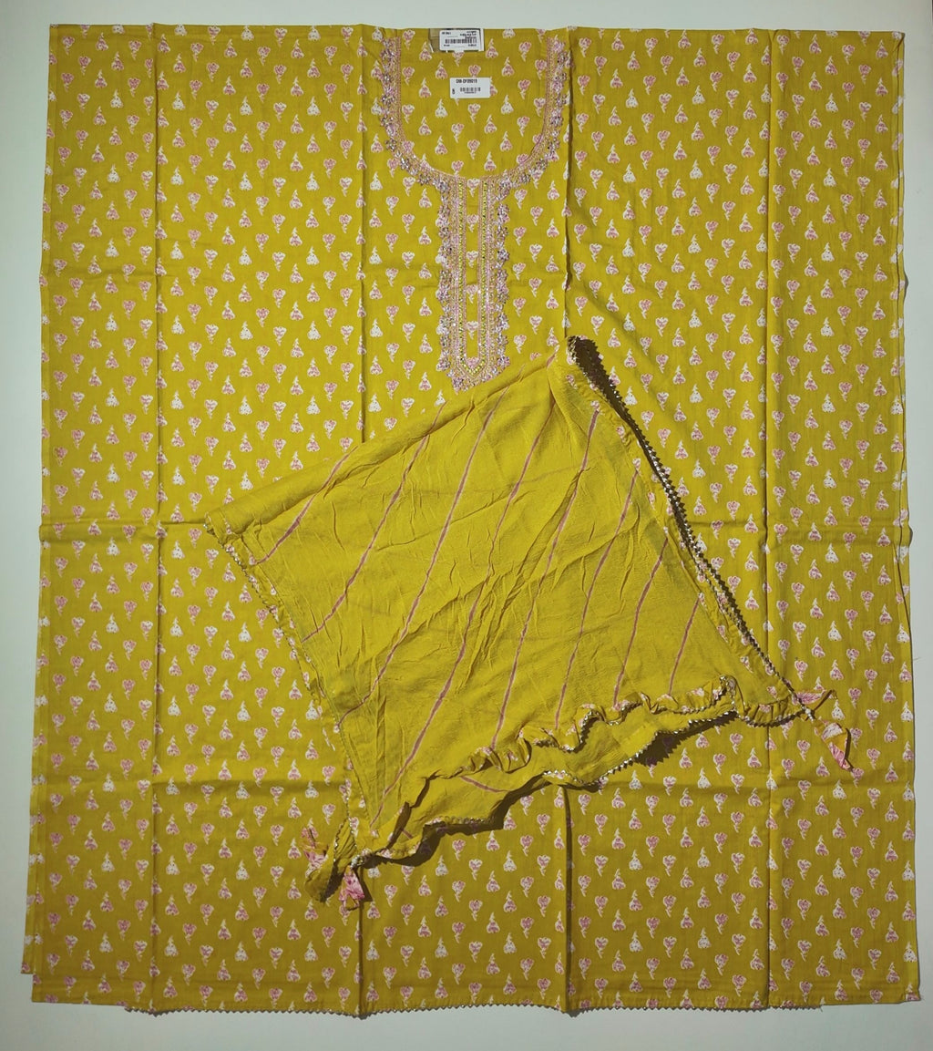 Graceful Blossom Unstitched Suit in Sunlit Mustard