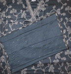 Midnight Blossom: Luxurious Unstitched Suit with Intricate Embroidery