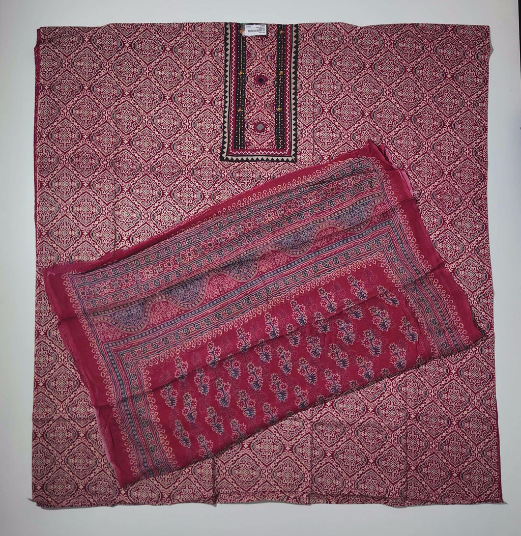 Vibrant Festive Flair: Unstitched Ethnic Suit for Celebrations",