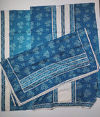 Azure Blossom Symphony: Unstitched Embellished Ensemble
