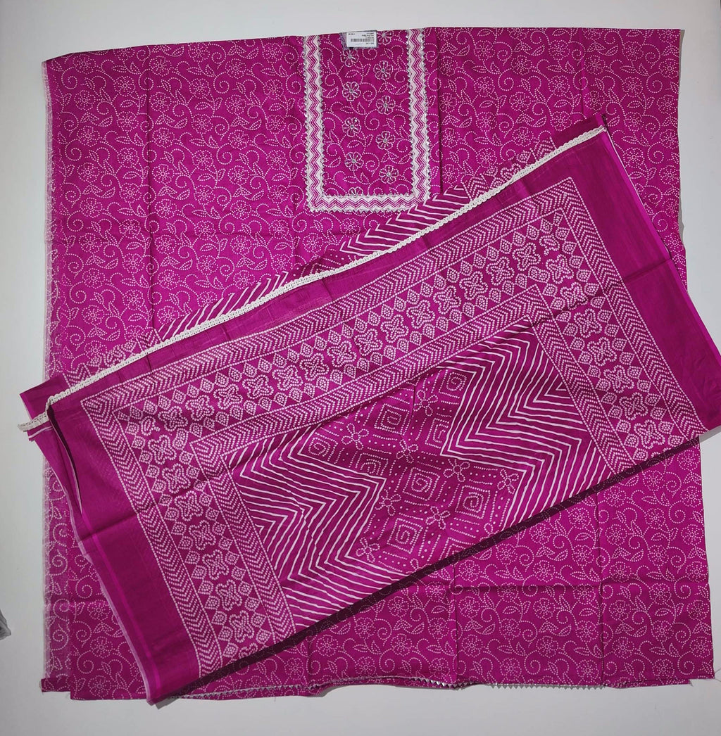 Vibrant Fuchsia Unstitched Suit with Intricate Embroidery