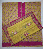 Vibrant Fuchsia and Sunshine Unstitched Suit with Exquisite Embroidery