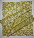 Zestful Bloom: Unstitched Mustard Floral Ensemble