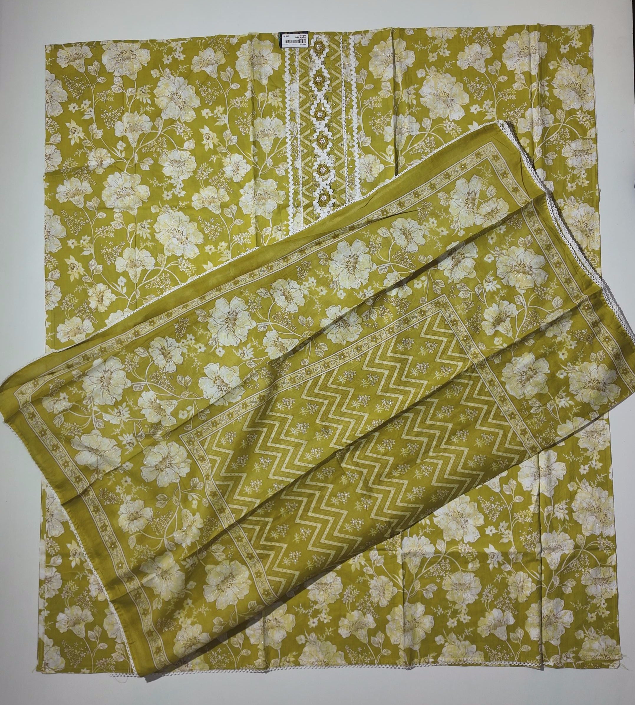 Zestful Bloom: Unstitched Mustard Floral Ensemble