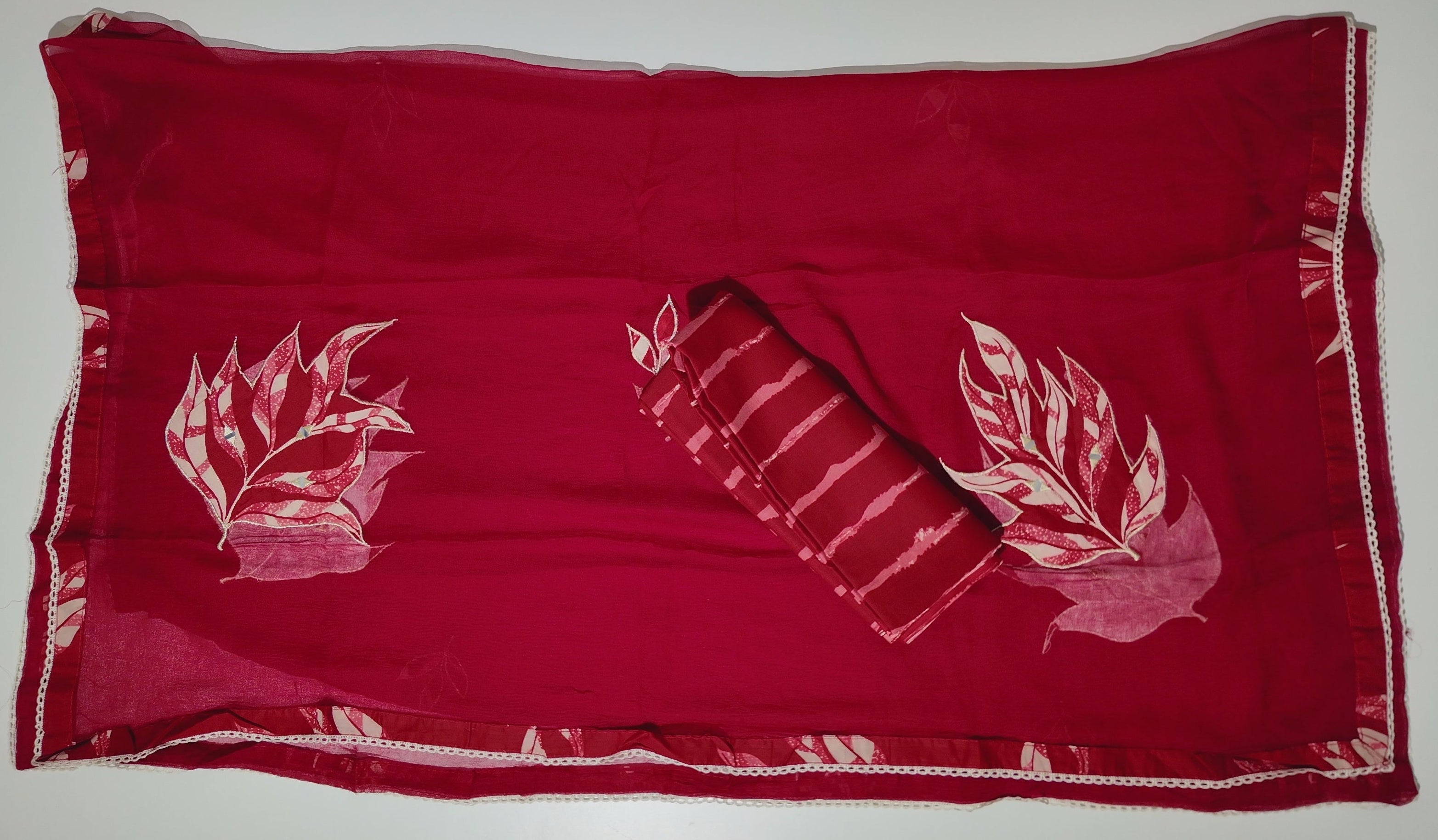 Chic Crimson Canvas: Unstitched Embroidered Delight