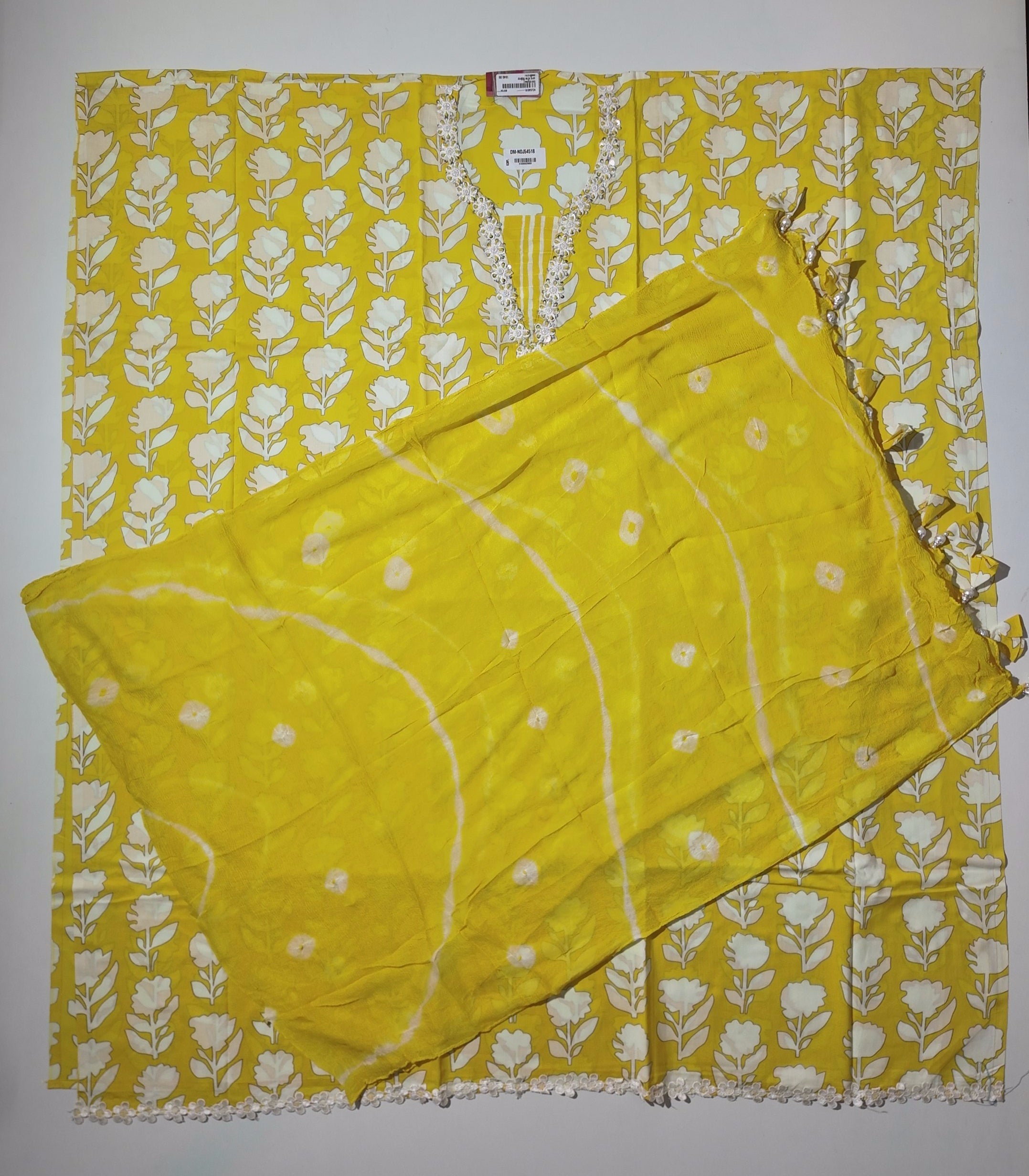 Vibrant Floral Yellow Unstitched Suit with Artistic Embroidery",