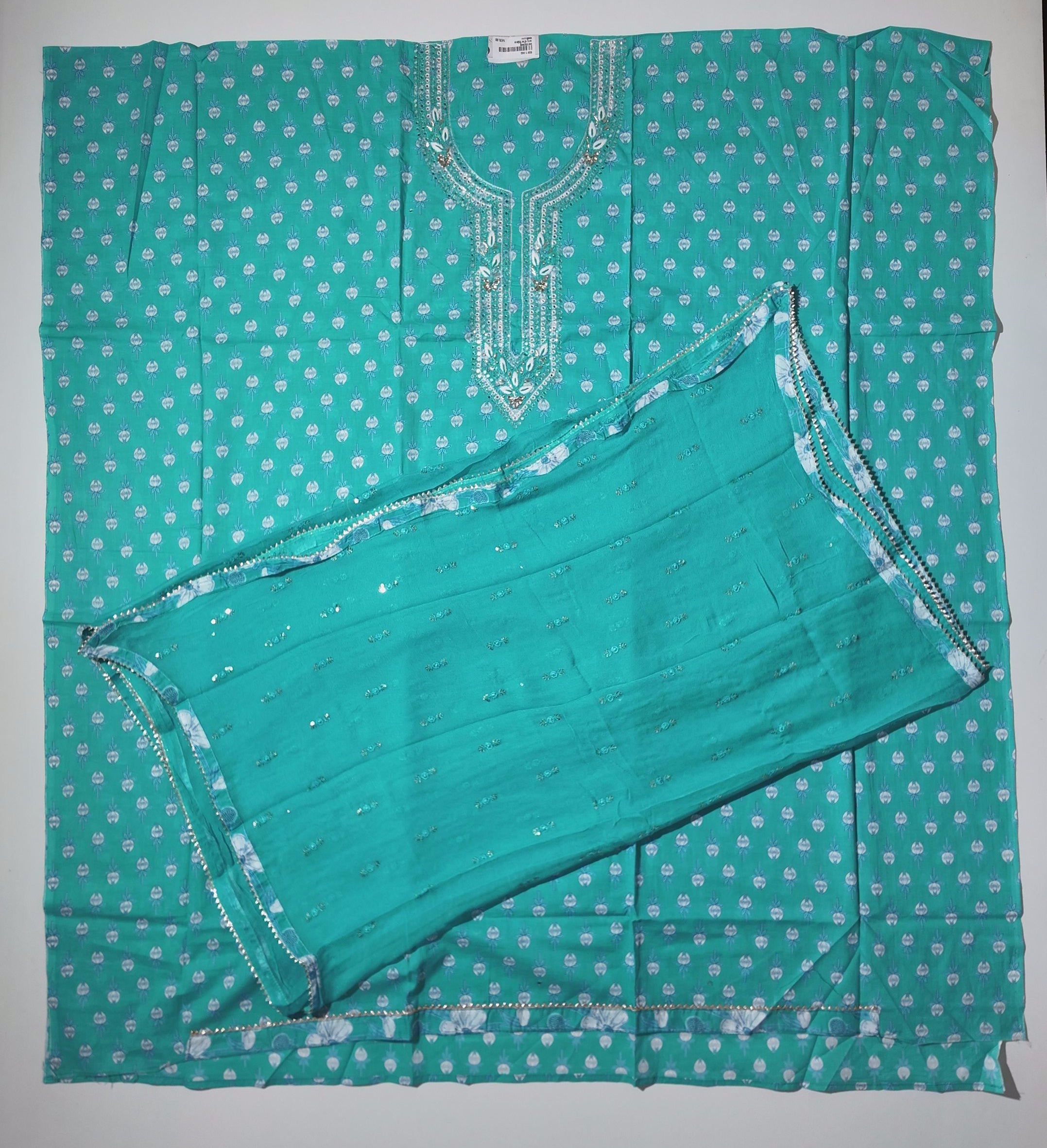 Oceanic Bliss Unstitched Suit: Perfect for Festive Gatherings",
