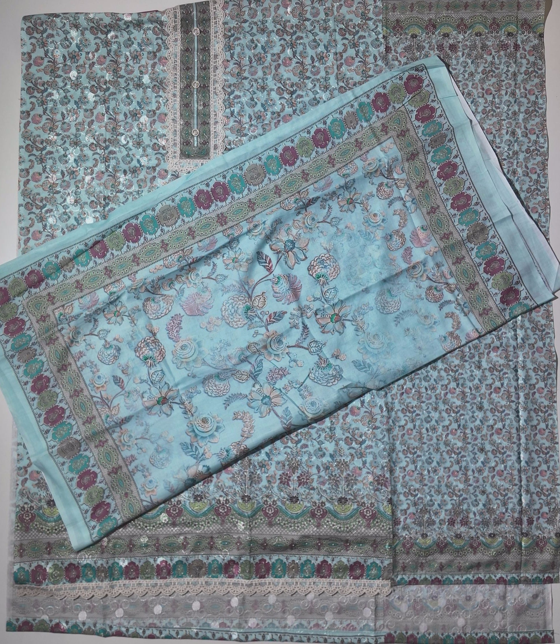 Blossom Dream Unstitched Suit: Embroidered Elegance for Every Occasion