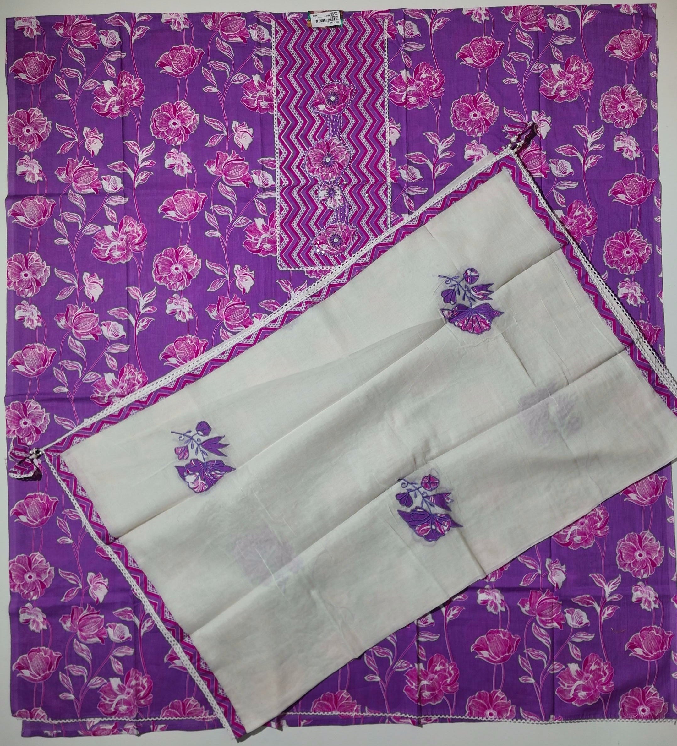 Vibrant Chevron & Floral Bliss Unstitched Suit
