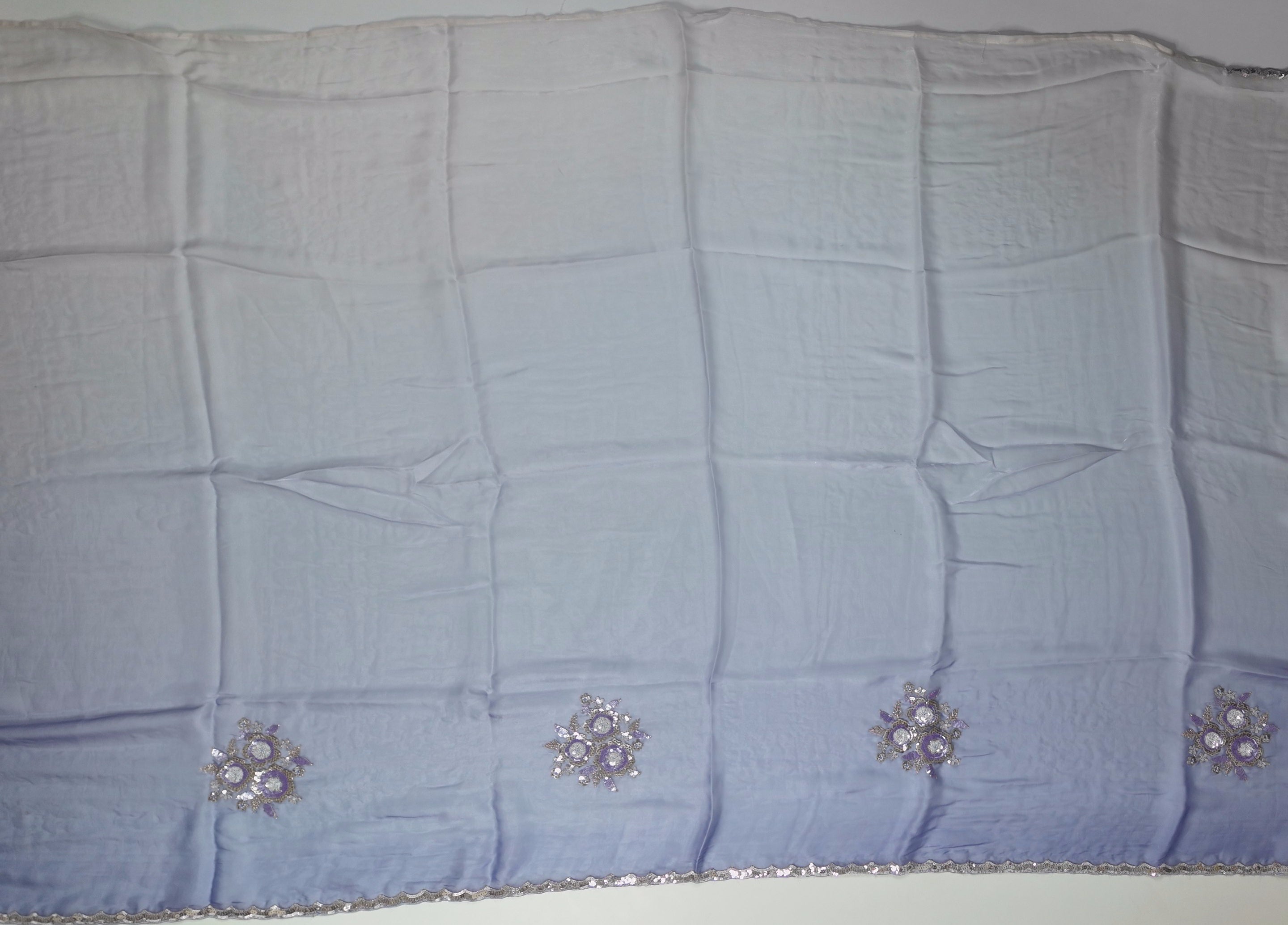 Mystic Lavender Saree with Shimmering Floral Embroidery",