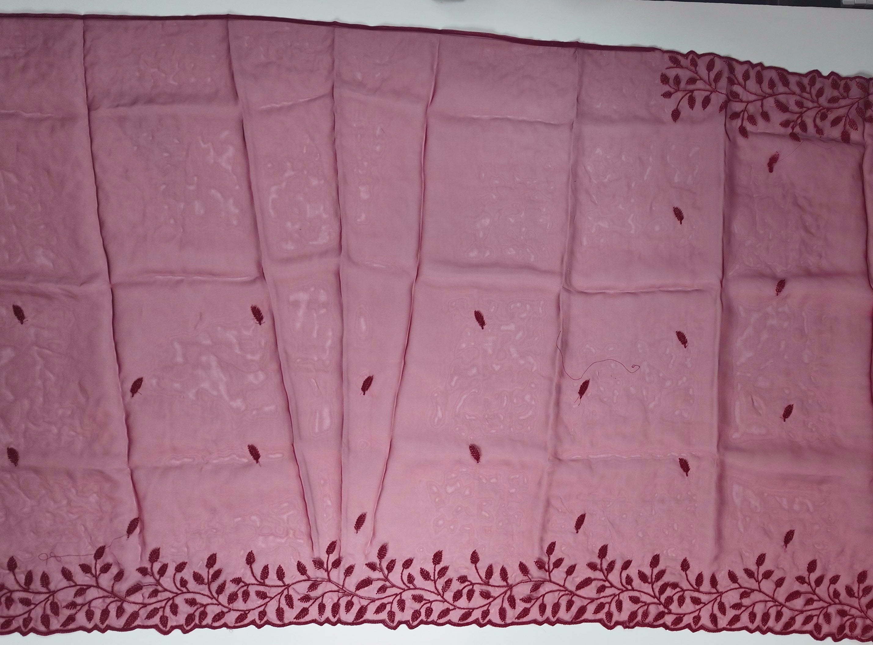 Crimson Radiance: Embroidered Sheer Delight Saree",