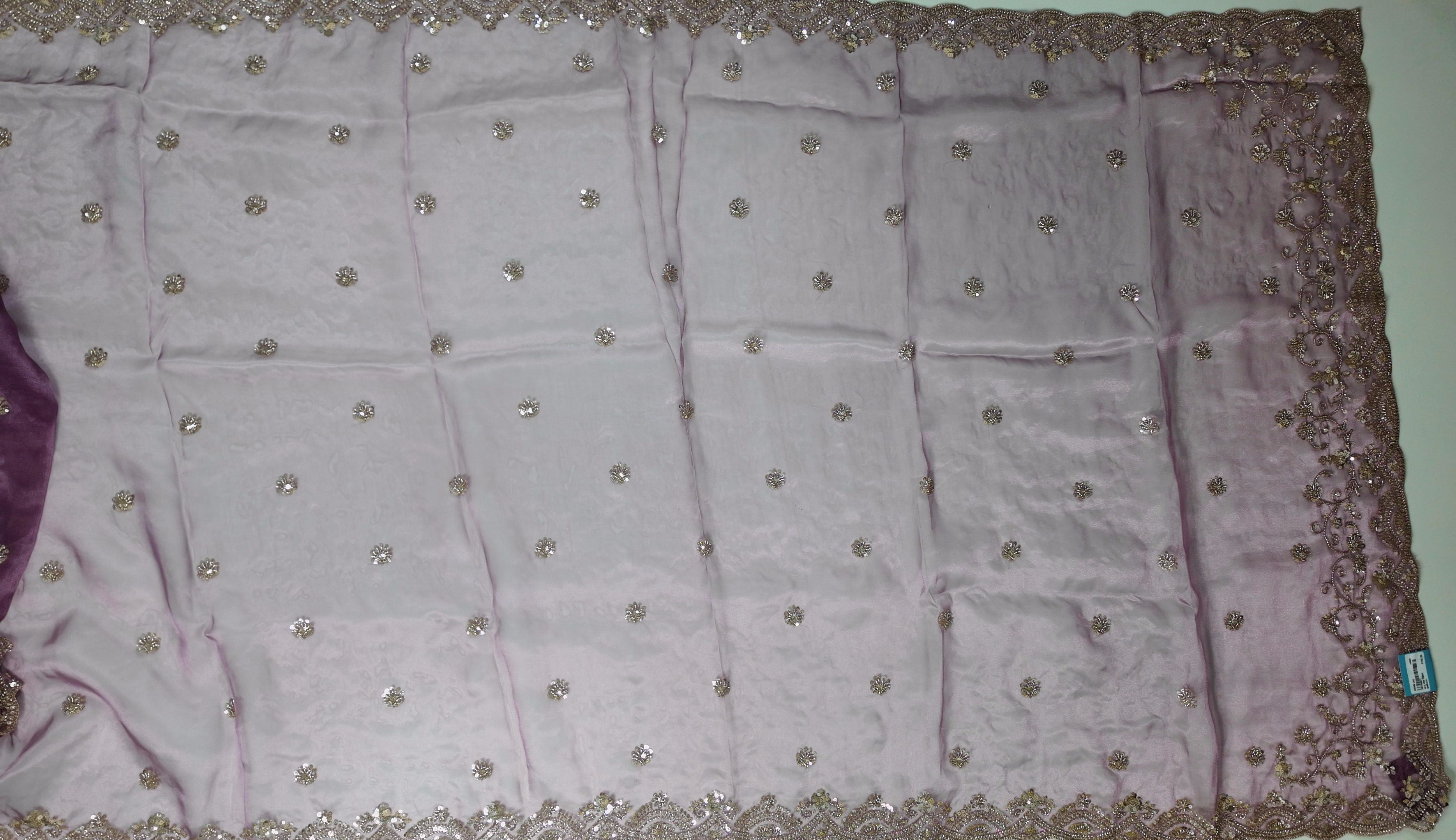 Regal Orchid Splendor: Exquisite Embellished Saree",