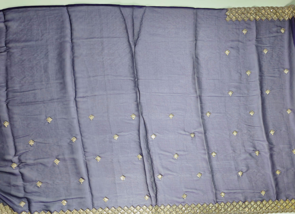 Royal Indigo Saree with Intricate Sequin Detailing",