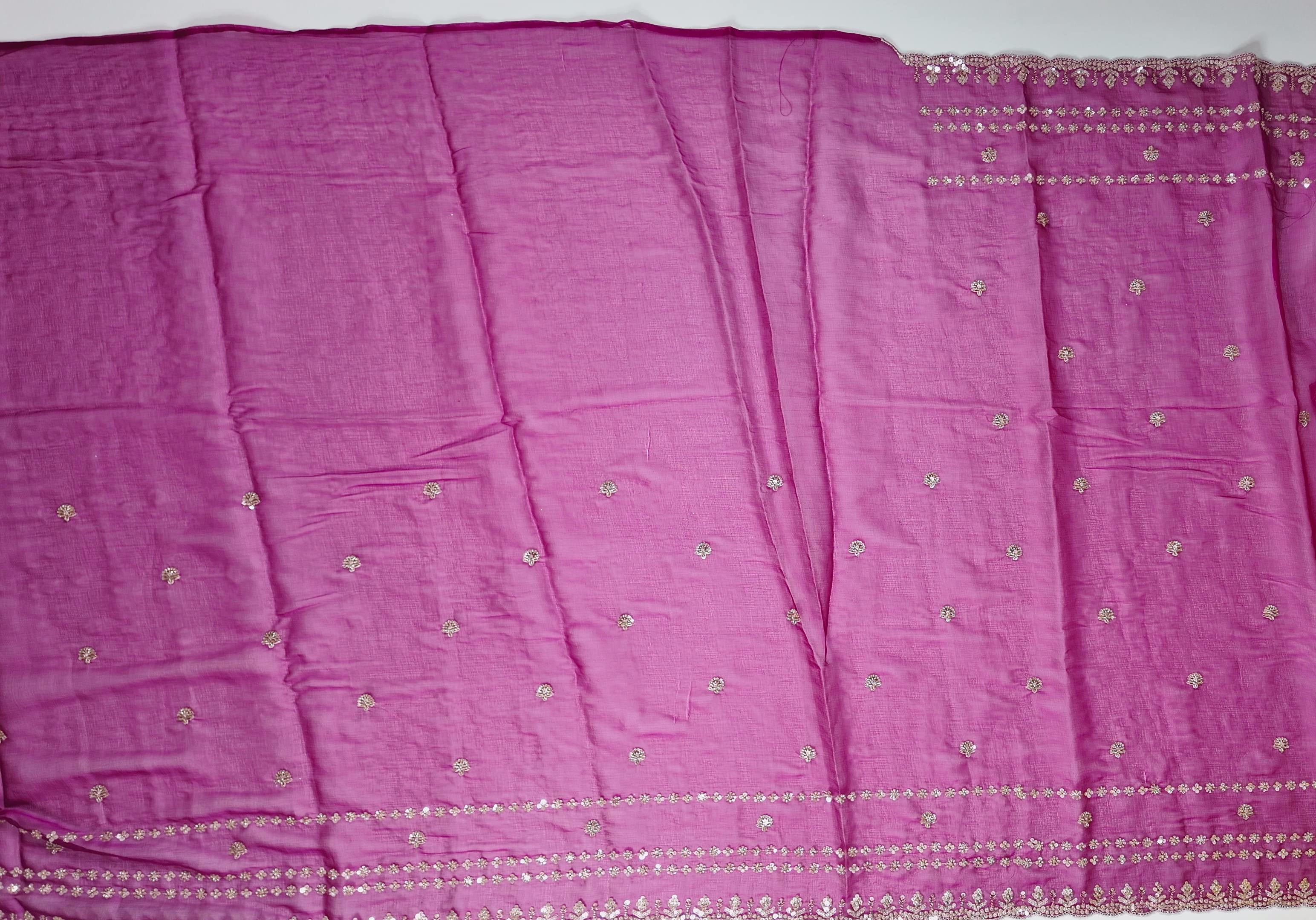 Regal Magenta Splendor: Enchanting Floral Embroidered Saree",