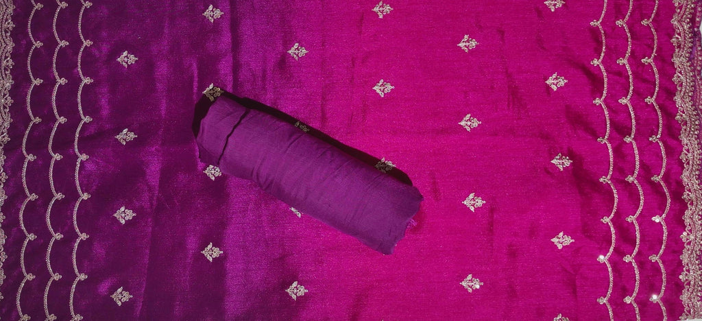 Regal Plum Unstitched Suit with Intricate Silver Embroidery