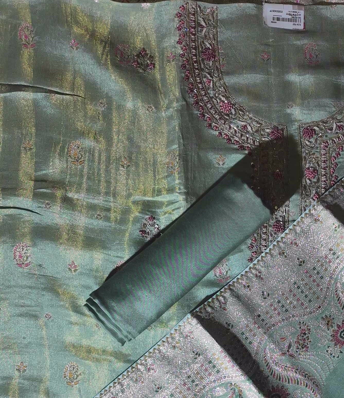 Serene Blossom Unstitched Suit with Intricate Embroidery",