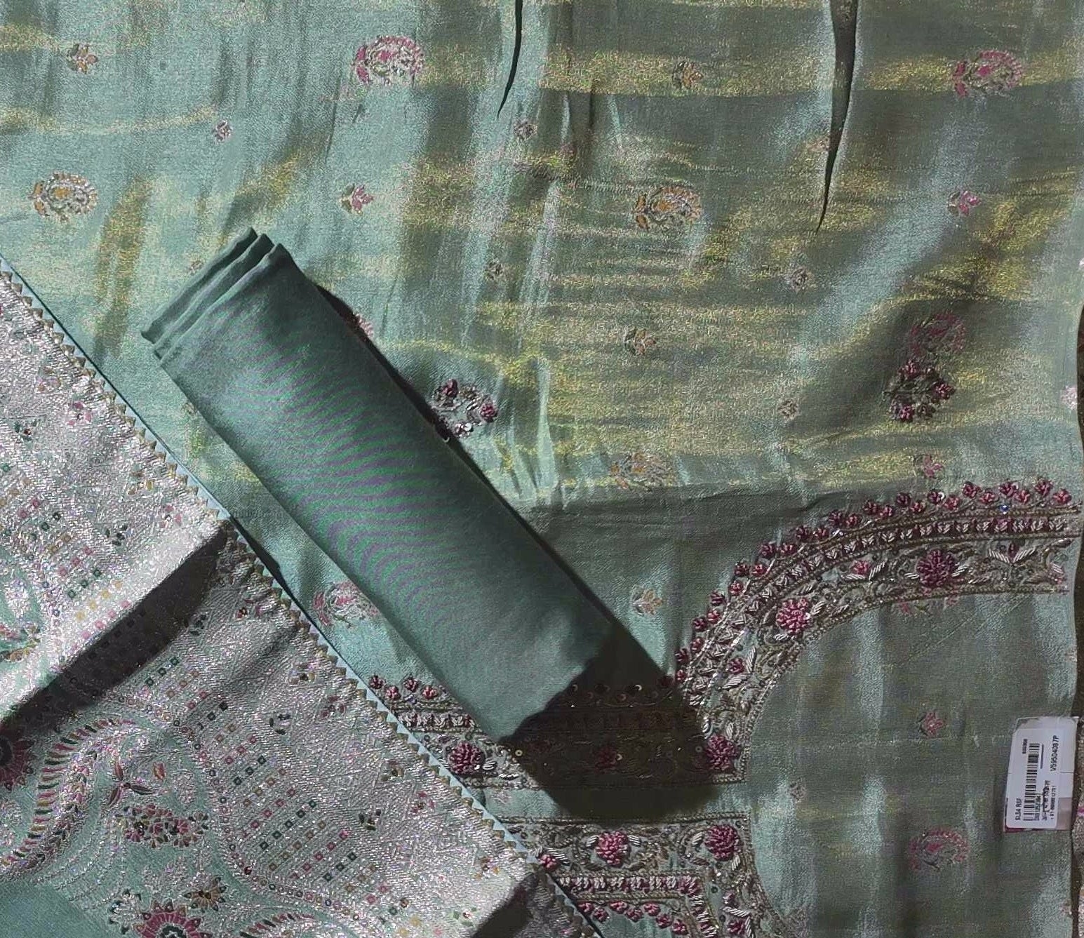 Ornate Blossom Unstitched Suit: Celestial Blush Elegance",