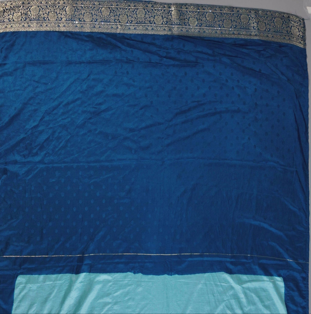 Azure Elegance: Handwoven Tapestry Silk Saree",