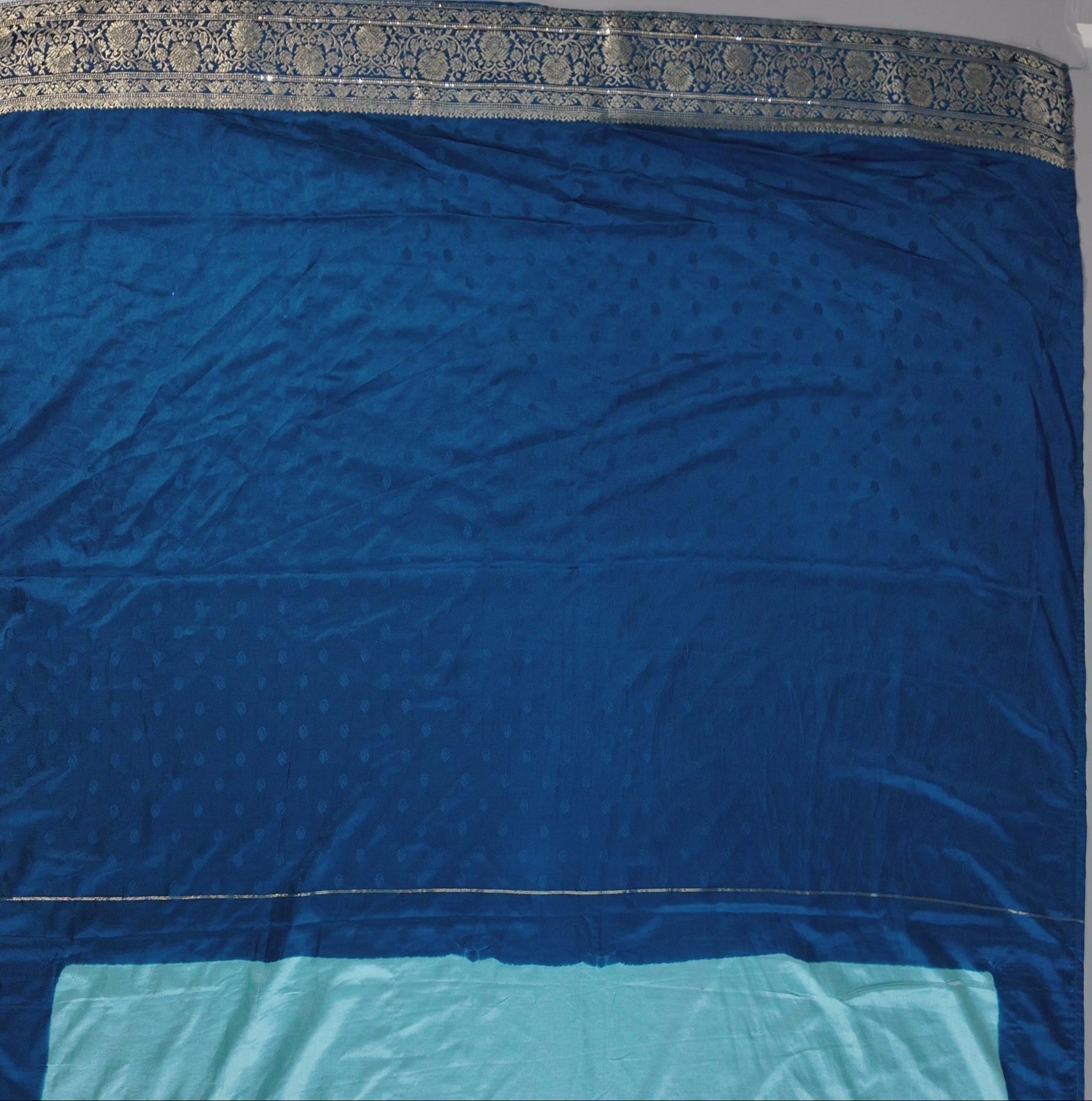 Azure Elegance: Handwoven Tapestry Silk Saree",