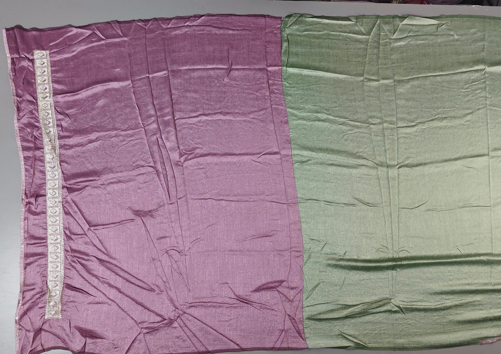 Regal Charm: Enchanted Green Brocade Saree",