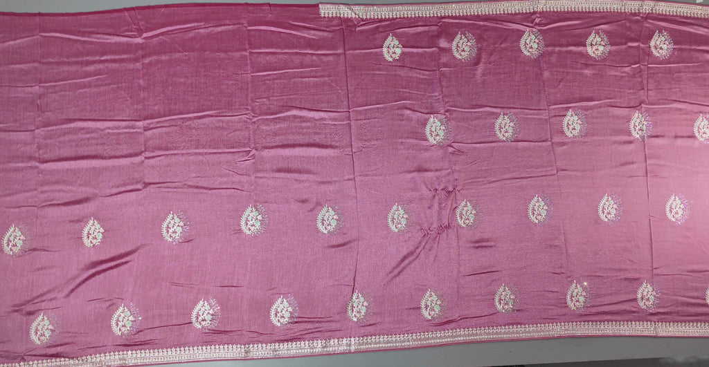 Opulent Zari-Embroidered Fuchsia Saree for Festive Radiance",