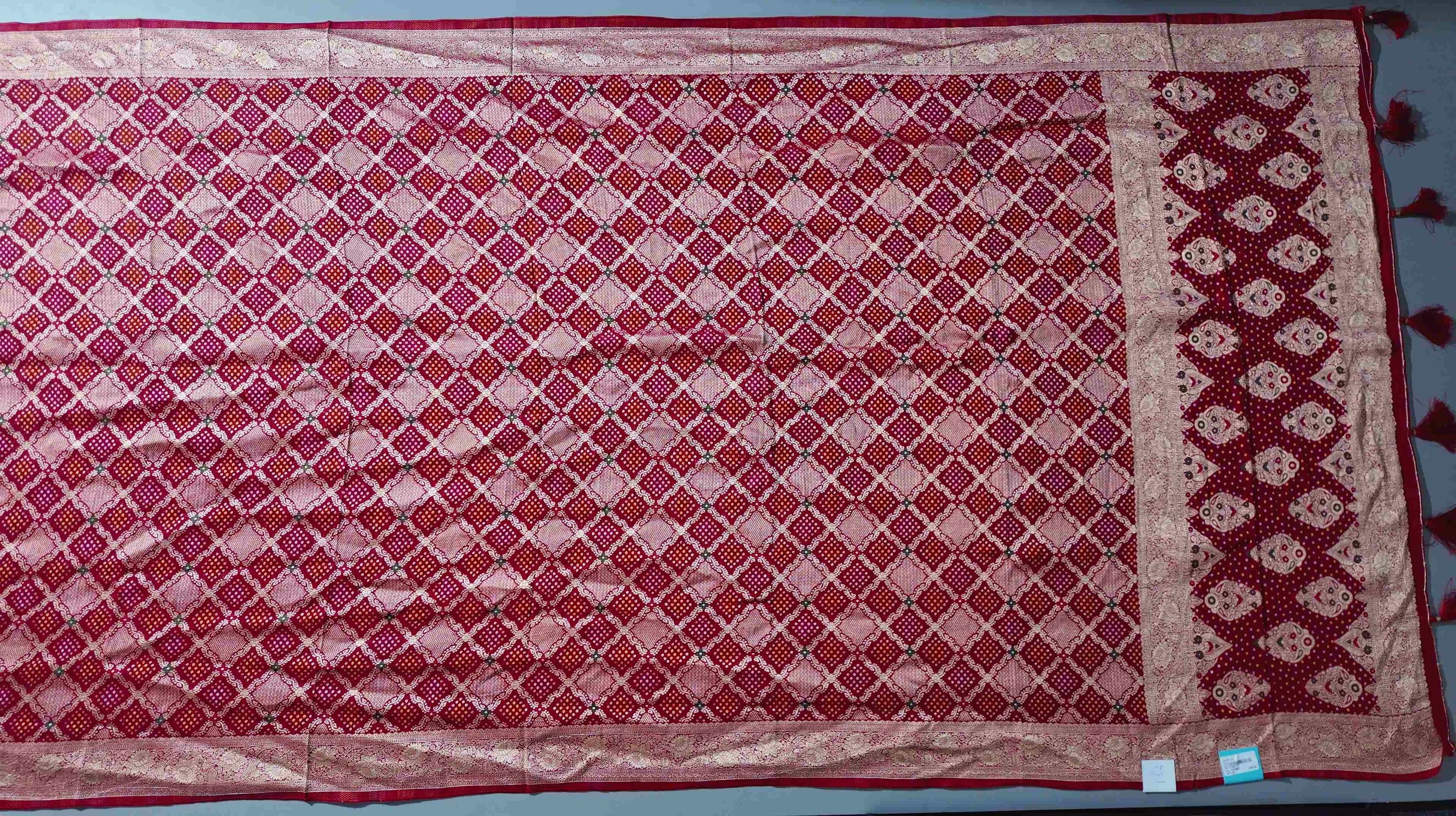 Vivid Crimson Geometric Dream: Unstitched Suit Fabric",