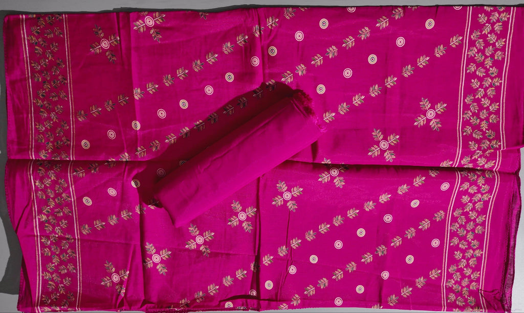 Vibrant Fuchsia Brocade Suit with Ornate Embroidery